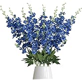 Blue Delphinium Artificial Flowers,8PCS Faux Delphinium Bulk 33.5'' Long Stem Larkspur Silk Flowers for Tall Vase Table Centerpieces Wedding Home Garden Decor(Navy Blue)