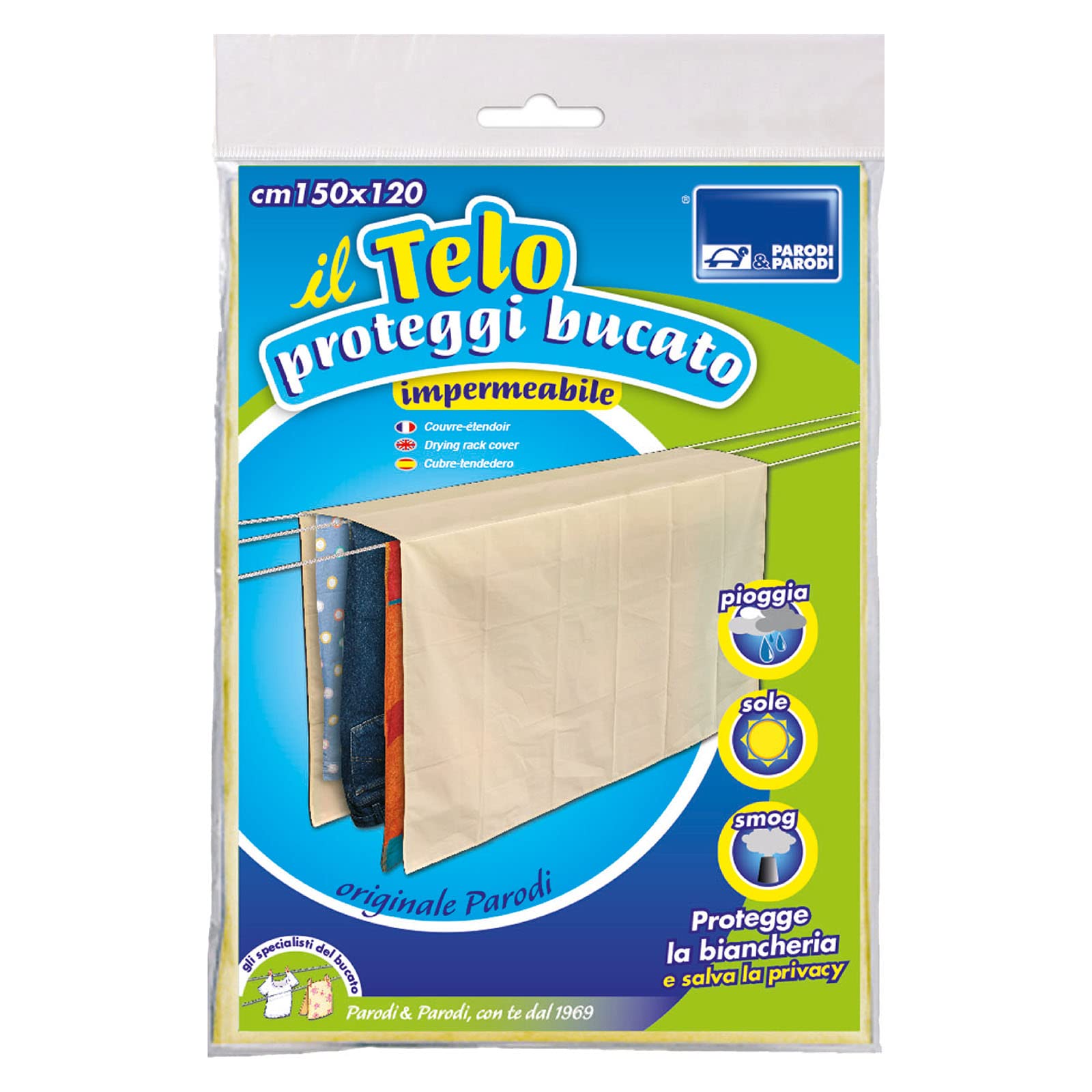 Parodi&Parodi copribucato Towel, Laundry, Protector Laundry Towel, Towel Cover for Towel Airer, copristendino Towel Size 150 x 120 cm Universal Repair Rain Towel, Ivory, Waterproof, Breathable