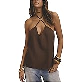 winkbay Women's Summer Tie Backless Halter Top Y2k Draped Spaghetti Strap Party Tops Beach Vacation Clothes