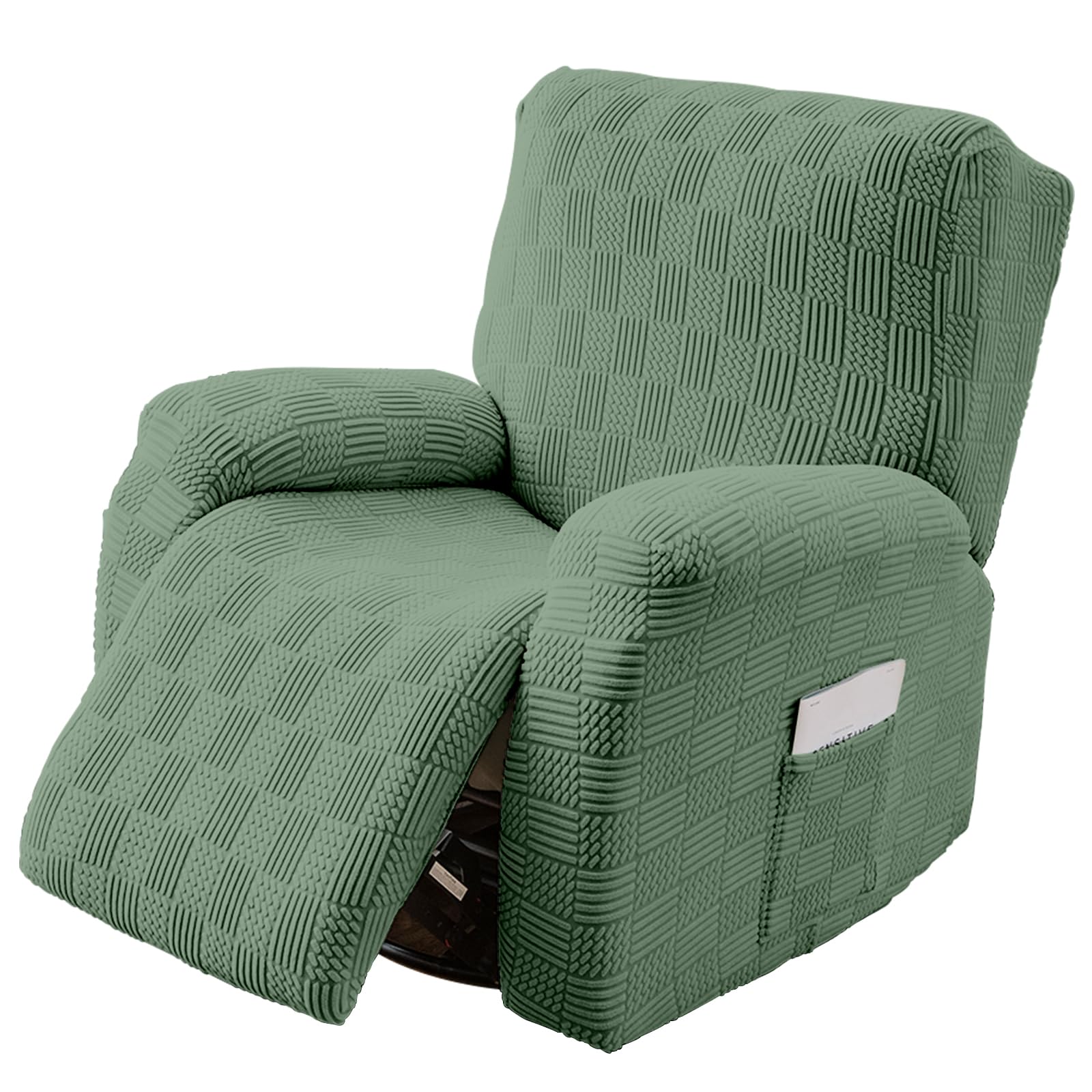 LiveGo 4 PCS Recliner Chair Covers, Stretchable and Fashionable Wingback Sofa Covers, Armchair Slipcover with Elastic Side Pockets, Reclining Chair for Living Room, Bedroom and Office