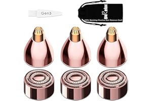 Gurelax Replacement Heads for Finishing Touch Facial Hair Remover, Upgrade Gen 3 Eyebrow Hair Remover Replacement Heads, Painless 18k Gold Replacement Blades for Flawless (3+3)