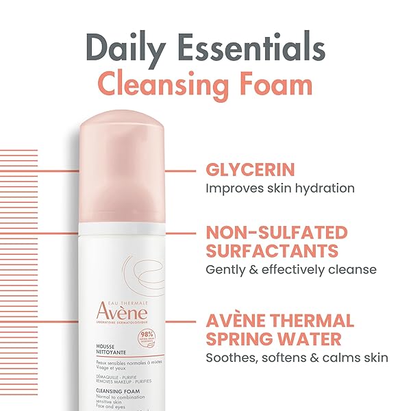 AVÈNE CLEANSING FOAM – SOAP-FREE FOAMING FACE WASH – NORMAL, COMBINATION, OILY SKIN- SENSITIVE SKIN – 5.07 FL OZ