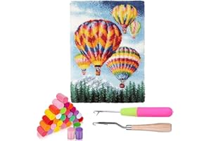 DEAR MODEL Latch Hook Kits for Kids Bear Dinasaur Elephant Panda Flower Wolf Latch Hook Kit Animals for Adults Beginner Kids Girls Boys Beginners Rug Making Kits with Pre Printed Canvas