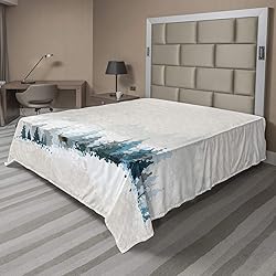 Ambesonne Christmas Flat Sheet, Watercolor Style