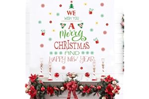 Merry Christmas Quotes Wall Decals(43 decals), Happy New Year Quotes Stickers, Christmas Tree Mistletoe Stars Fireworks Candl