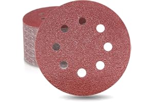 100Pcs Sandpaper Set, 5 inch 8 Holes Sanding Discs for Orbital Sander, 5 Different Grades Including 60, 80, 100, 120, 240 Gri