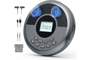 KUEPHOM Portable CD Player with Speakers and Headphones:Rechargeable CD Walkman Anti-Skip Protection-CD/MP3/USB/BT Play-Bluetooth Transmit/AUX Car Connection-Personal/Seniors/Travel/Music/Audiobook
