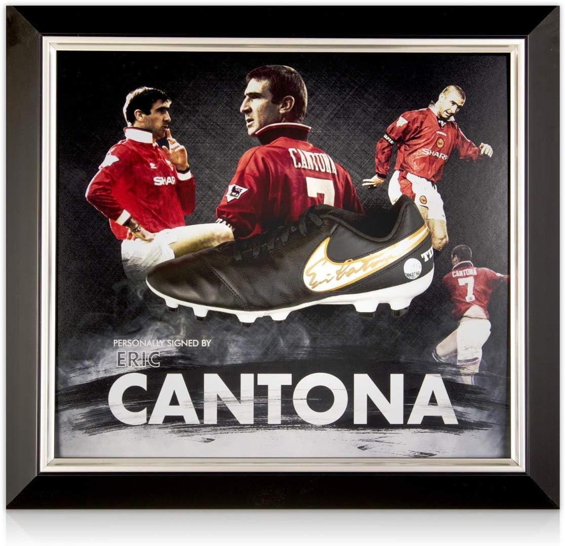 Eric Cantona Signed Soccer Cleat Framed | Autographed Memorabilia
