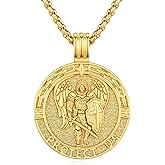Lfkk Patron Saint Medal Necklace 925 Sterling Silver Catholic Protection Pendant Religious Jewelry Gifts for Men Women