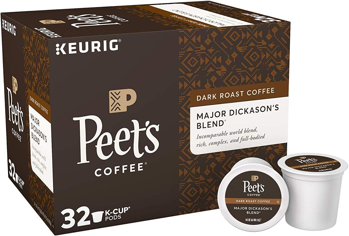 Coffee Keurig K-Cups K Cups (From 18 up to 100 Pods) Count Capsules Light Medium Dark Roast Fresh ALL FLAVORS (32 Cups Peet's Coffee Major Dickason's)