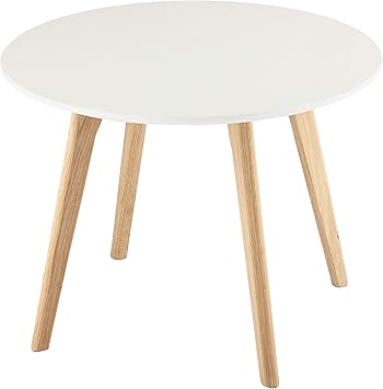 Ibbe Design Rund O60 Weiss Couchtisch Modern Skandinavisch Retro Kaffeetisch Beistelltisch Mdf Life Natur Massiv Eiche Holz Beine O60x45 Cm Amazon De Kuche Haushalt
