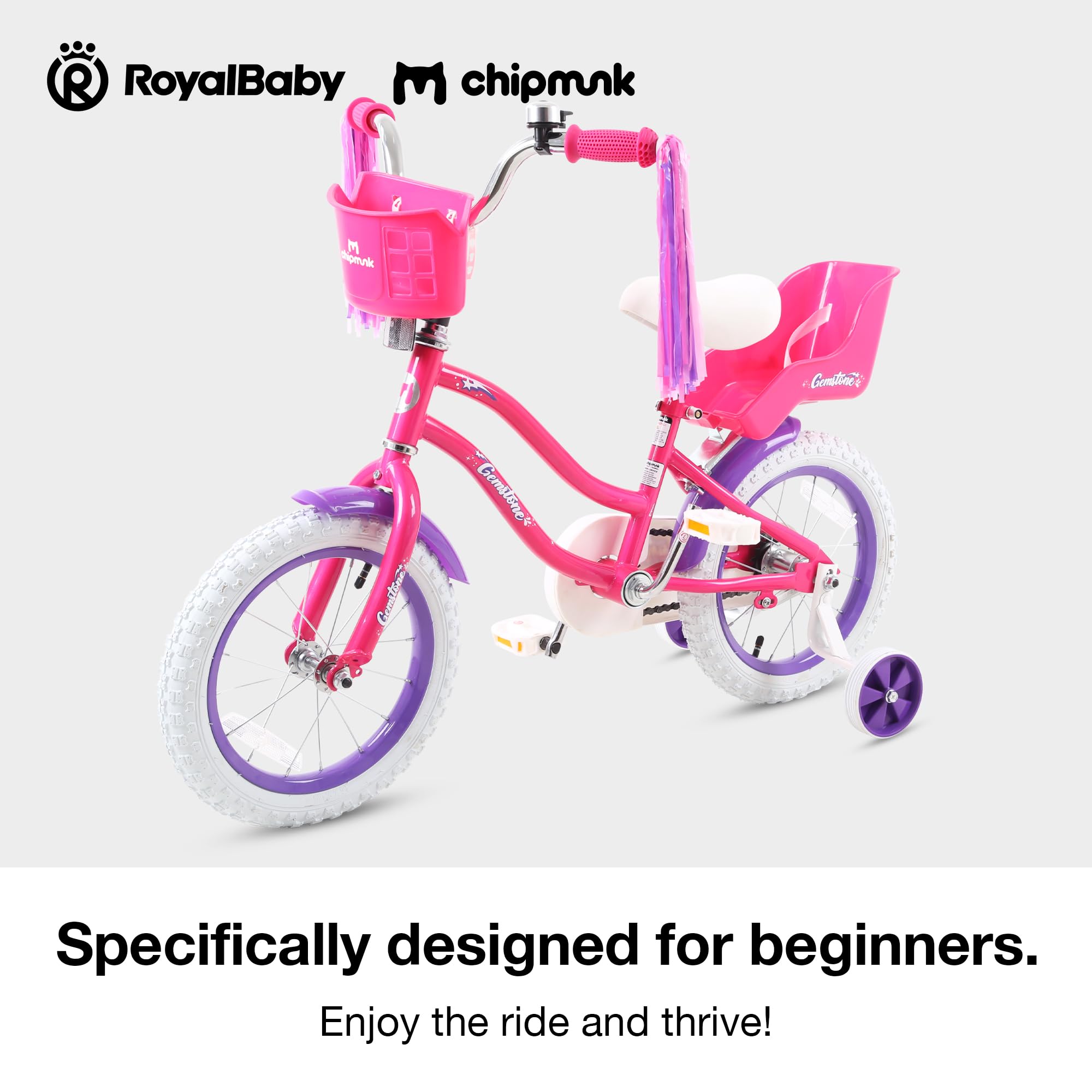 RoyalBaby Chipmunk Kids Bike Toddlers 12 14 16 18 Inch Wheel Bicycle Beginners Boys and Girls, Multiple Color Options