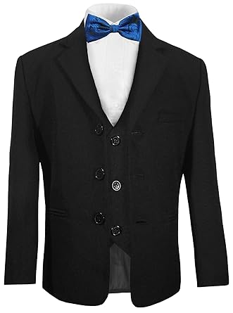 Paul Malone - Festlicher Kinderanzug schwarz 5tlg - Jungenanzug Kommunionanzug Taufanzug mit Fliege