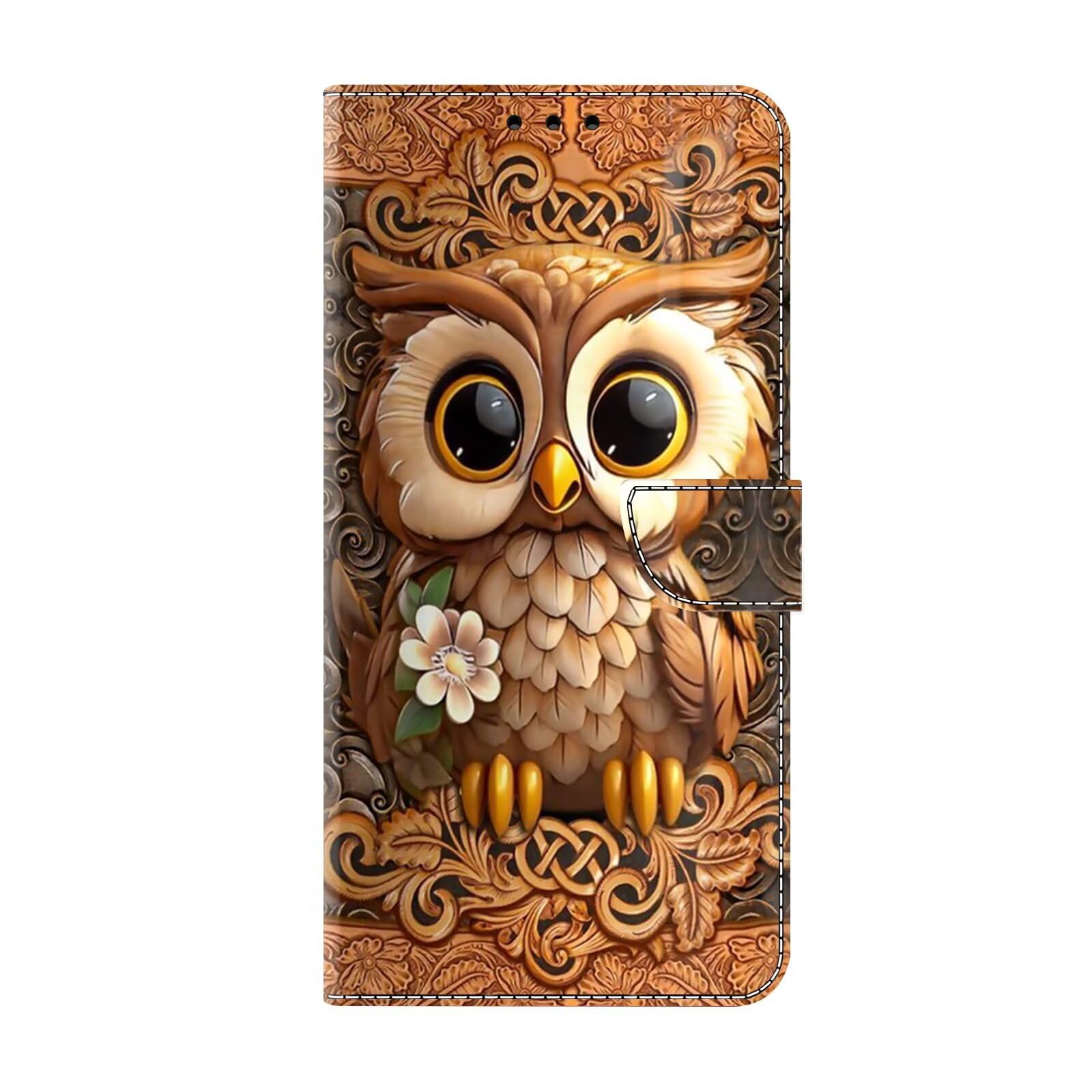 Bnvdfre for Honor X6b Case Flip Phone Cover Art Pattern Shockproof Protective Card Holder with Magnetic Stand PU Leather Case for Honor X6b, Owl