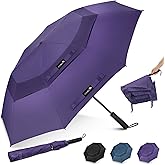 ZOMAKE Compact Golf Umbrella 62 Inch,Large Golf Umbrellas Windproof Double Canopy Vented Automatic Open Portable Collapsible Travel Umbrella for Men Women