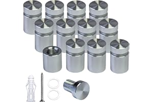 BESTANDOFF Pack of 12, Aluminum Standoff Screws, Wall Sign Standoff Mounting Hardware Advertising Glass Standoff Nail for Hanging Acrylic Picture Frame (12, Silver, 1/2" x 1/2")