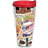 Tervis Nevada - Las Vegas Collage Tumbler with Wrap and Red Lid 24oz, Clear