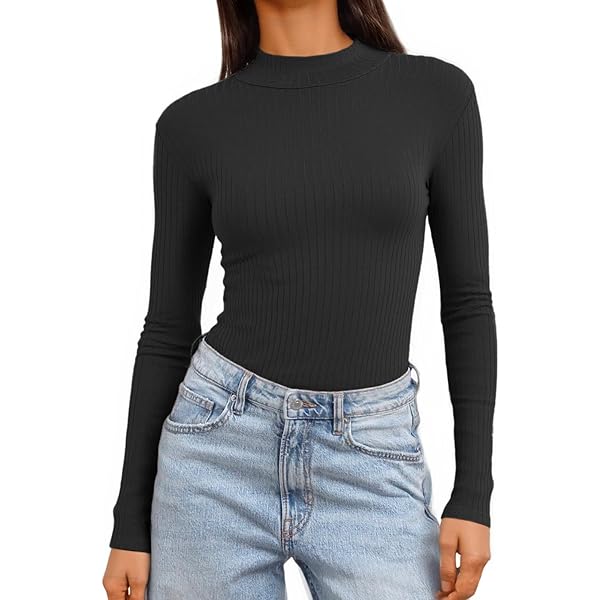 Trendy Queen Women's Turtleneck Long Sleeve Shirts Fall Fashion