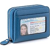 XINNSTAR Small Wallet for Women, Genuine Leather RFID Blocking Credit Card Holder Slim Compact Coin Purse Women's Wallets with ID Window 8 Card Slots