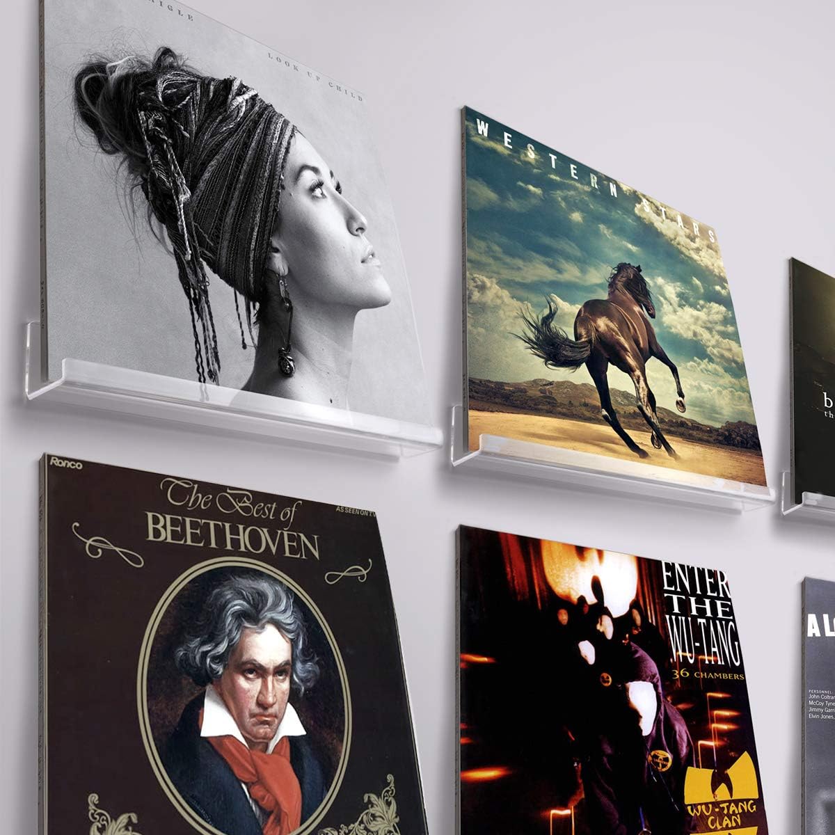 NIUBEE Clear Vinyl Record Shelf Wall Mount 6 Pack,Acrylic Album Record Holder Display Your Daily LP Listening in Office Home: Home Improvement