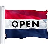 G128 Open Flag | 2x3 Ft | LiteWeave Pro Series Printed 150D Polyester | Commercial Business Flag, Indoor/Outdoor, Vibrant Colors, Brass Grommets, Thicker and More Durable Than 100D 75D Polyester