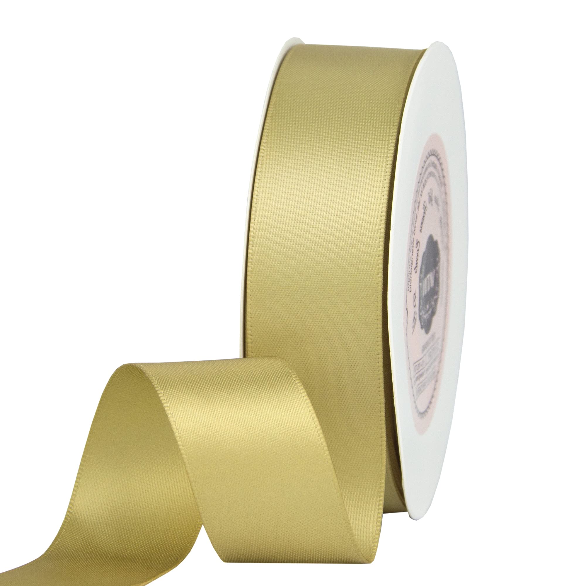 VATIN 25mm Double Faced Polyester Satin Ribbon Gold - 23 Metre/Spool, Perfect for Wedding, Wreath, Baby Shower,Packing and Other Projects