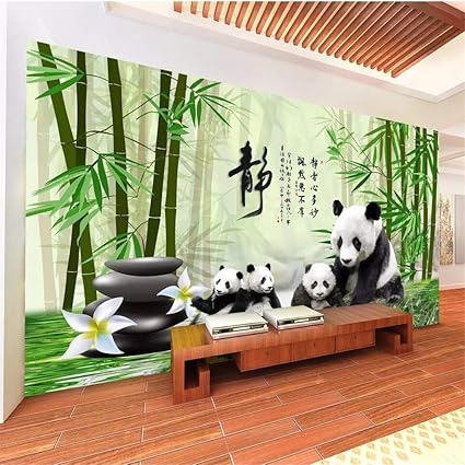 Wall Mural 3d Panda Bamboo Forest Pebbles Custom Wallpaper