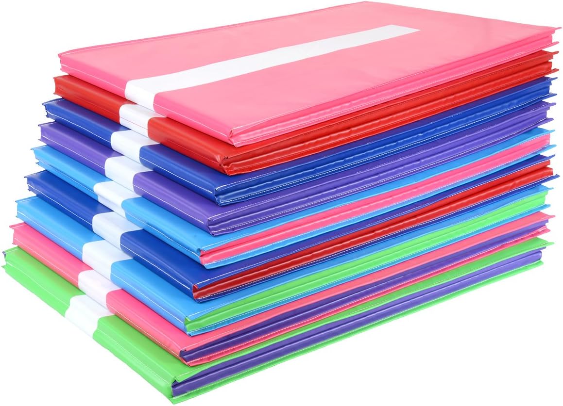 Juperbsky 6'x2'x5/8" Gymnastics Half Folding Cartwheel Beam Training Mats-Pink