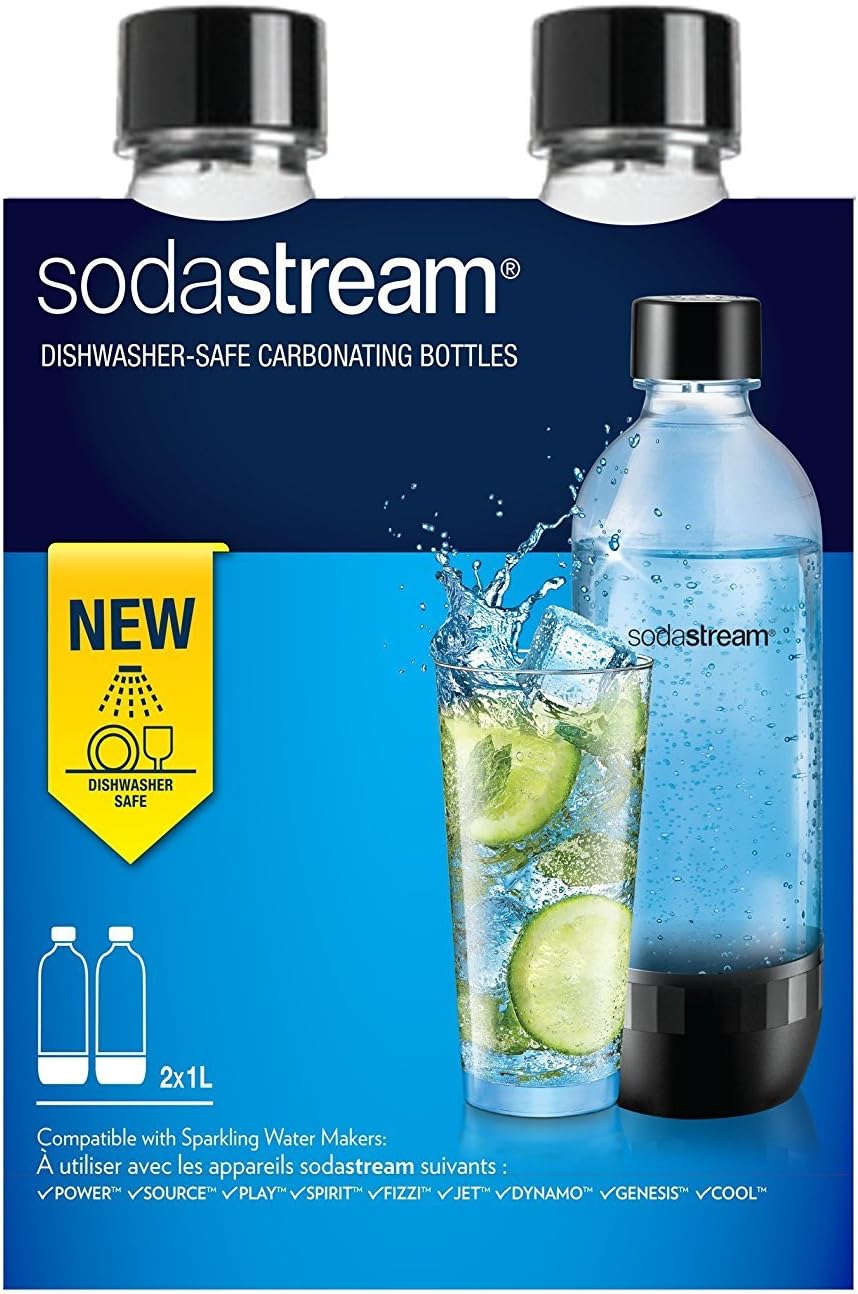 Kit 2 Bottles Original SodaStream 1 Lt. Dishwasher Safe for GASATORE SODASTREAM Play