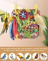 ERKOON Cockatiel Toys Foraging Wall Hanging Bird Toy Seagrass Shredding view 4