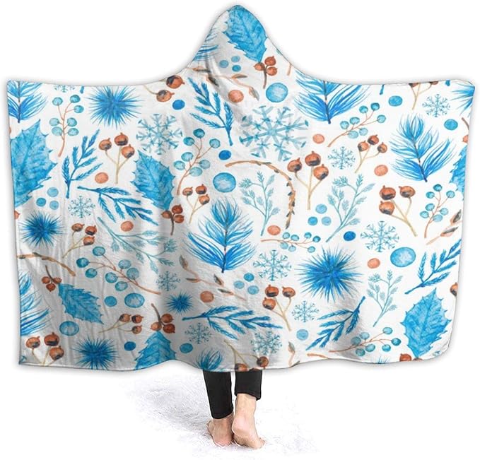 KRISMAROI Throw Blanket Leaves Nut Hooded Blankets Sherpa