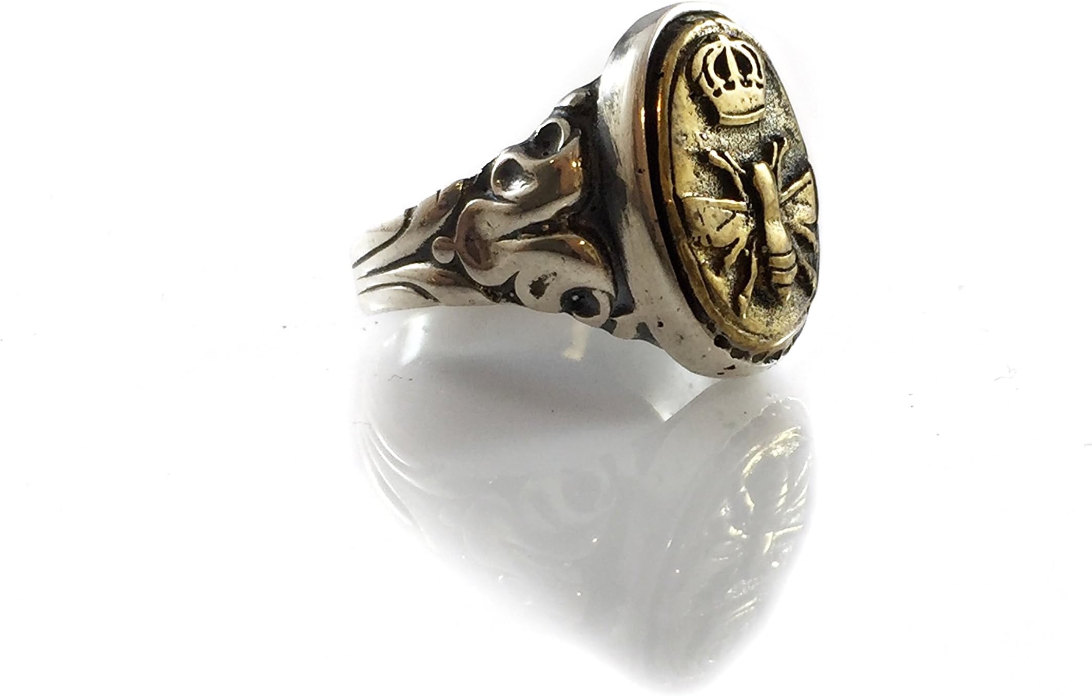 Vintage Queen Bee Brass & Sterling Silver 925 Ring by Ezi Zino