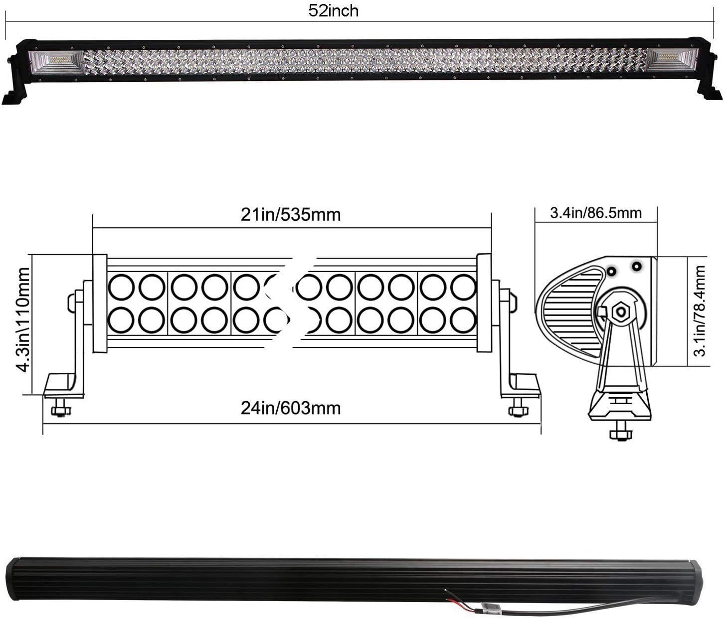 Willpower LED Light Bar 52 Inch 675W Super Bright Led Off road Work Light Bar Spot Flood Combo Driving Lights with Wiring Harness Kit for Car Tractor Truck ATV SUV Boat - Image 4