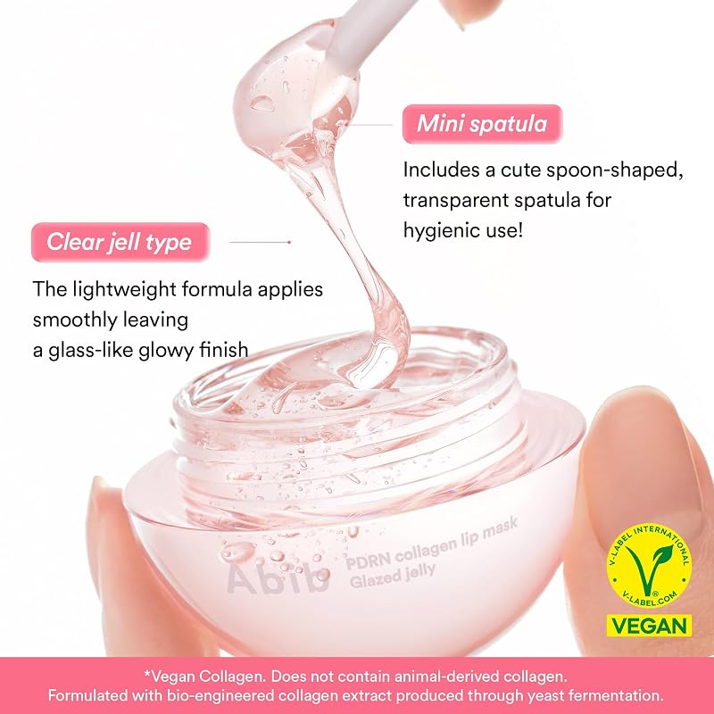 PDRN Collagen Lip Mask Glazed Jelly 0,38 fl oz / 11 ml | Mascarilla labial coreana hidratante, bálsamo nocturno Overnight Sleeping Mask para labios secos y agrietados, idea de regalo para mujer — foto 8 de 8