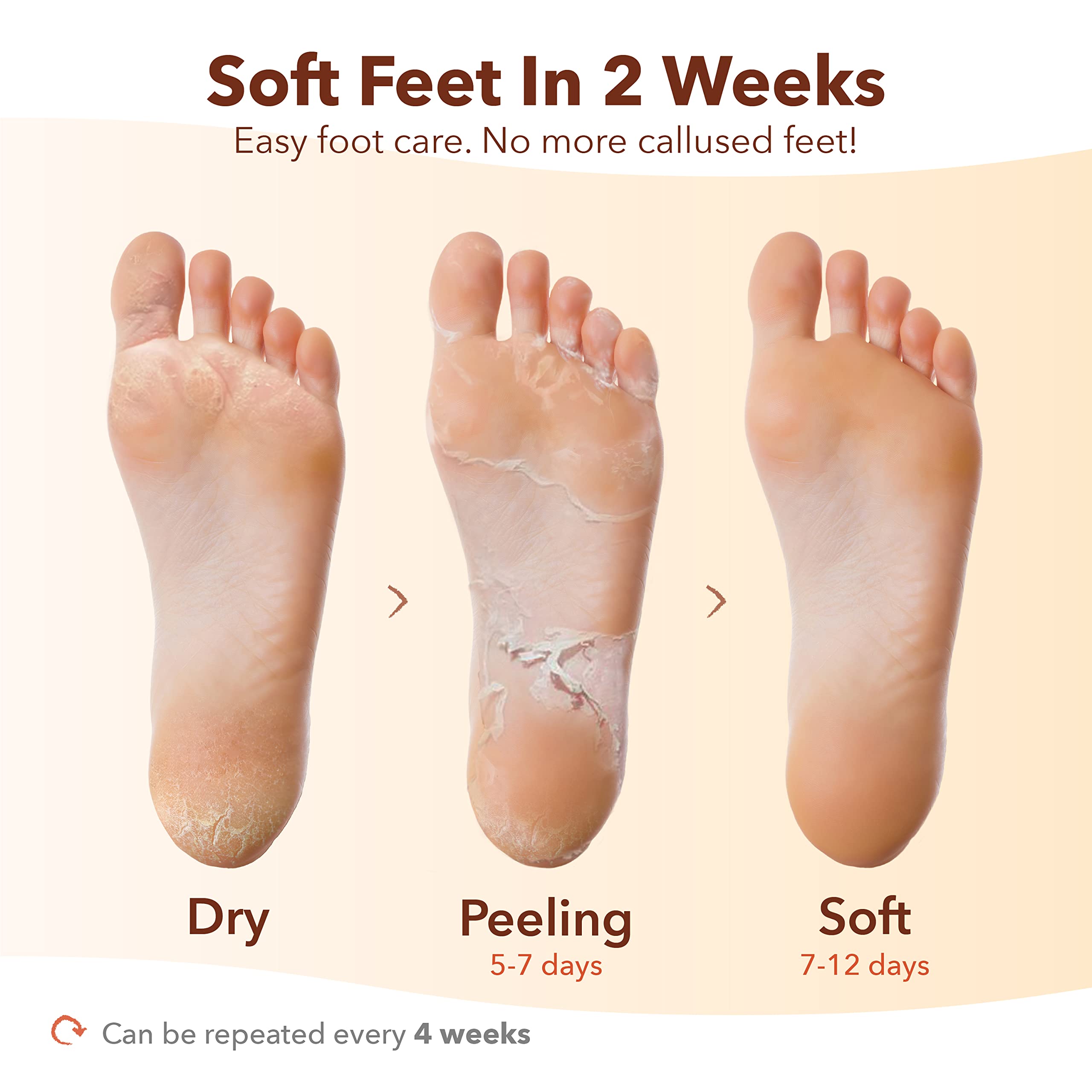 Purederm Exfoliating Foot Mask (3 Pack) – Regular Size Exfoliating Foot Masks for Cracked Feet, Dry Skin, Callused Feet…