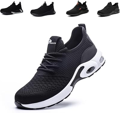 Hanani Steel Toe Caps Trainers Lightweight Boots EU41 UK7 Black White