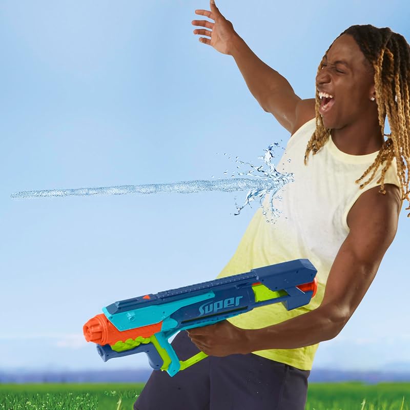 Hasbro Nerf Super Soaker Power Drench, Blaster Giocattolo ad Acqua, per Bambini e Bambine dagli 8 Anni in Su, Riempimento Facile e Veloce, Blu, Arancio e Celeste
