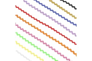 50M Wave Bending Fringe Trim, BetterJonny 5mm Colorful Wrapping Fabric Ribbon 10 Colors Trim Ribbon for Clothes Dress Sewing 