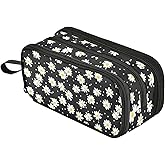 Fustylead Little Daisy Pencil Pen Case 3 Compartments, Lightweight & Spacious Pencil Pouch Zipper Stationery Bag for Teen Boys Girls School Students