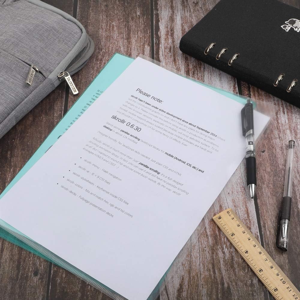 EOOUT 35pcs Plastic Clear Document Folders Project Pockets, Letter Size and A4 Size, 7 Assorted Colors … : Office Products
