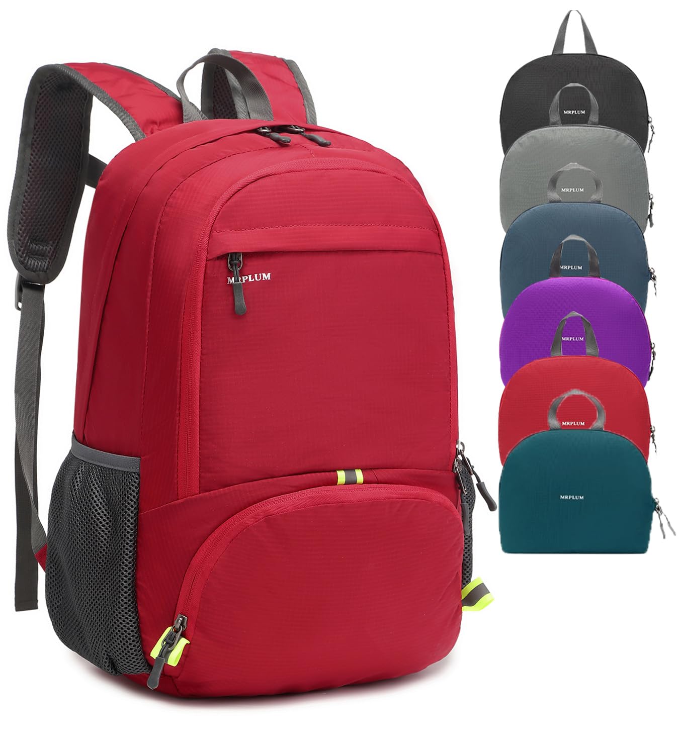 MRPLUM 30L Rucksack Foldable Ultralight Packable Backpack,Unisex Durable Handy Daypack for Travel&Outdoor Sports Durable&Waterproof (Red)