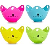 Egg Poacher &ndash; COZILIFE Silicone Egg Poaching Cups with Ring Standers, For Microwave or Stovetop Egg Cooking, Kraft Box Packing, BPA Free, Pack of 4