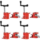 FLK Tech 4 Pack Wood Gluing Pipe Clamp Fixture for 1/2 Inch Pipe | Heavy Duty Pipe Clamps, Cast Iron Wood Clamps Quick Release for Woodworking, Carpentry, Home Improvement, and DIY Projects