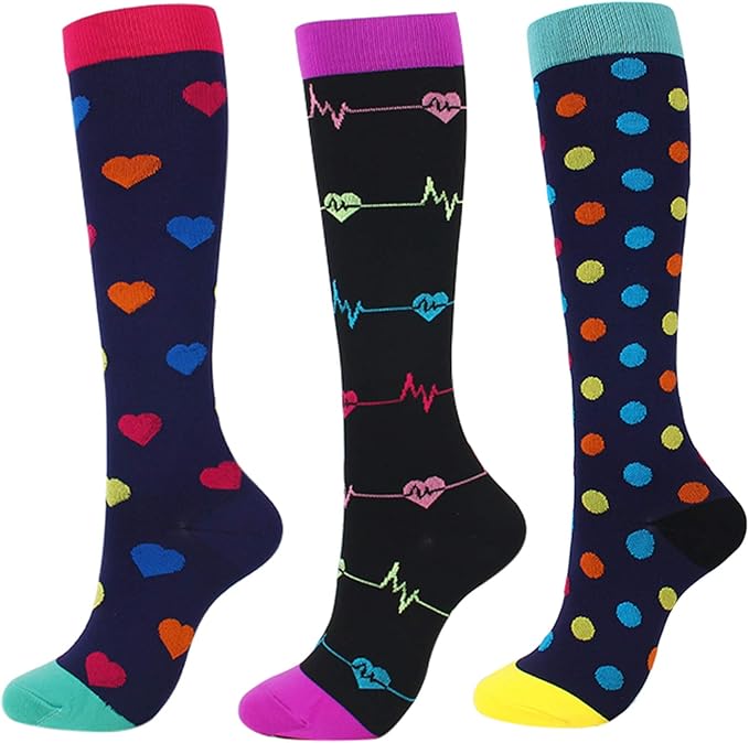 Compression Socks for Women Men Circulation Novelty Calf Compression Socks 3 Pairs for Running