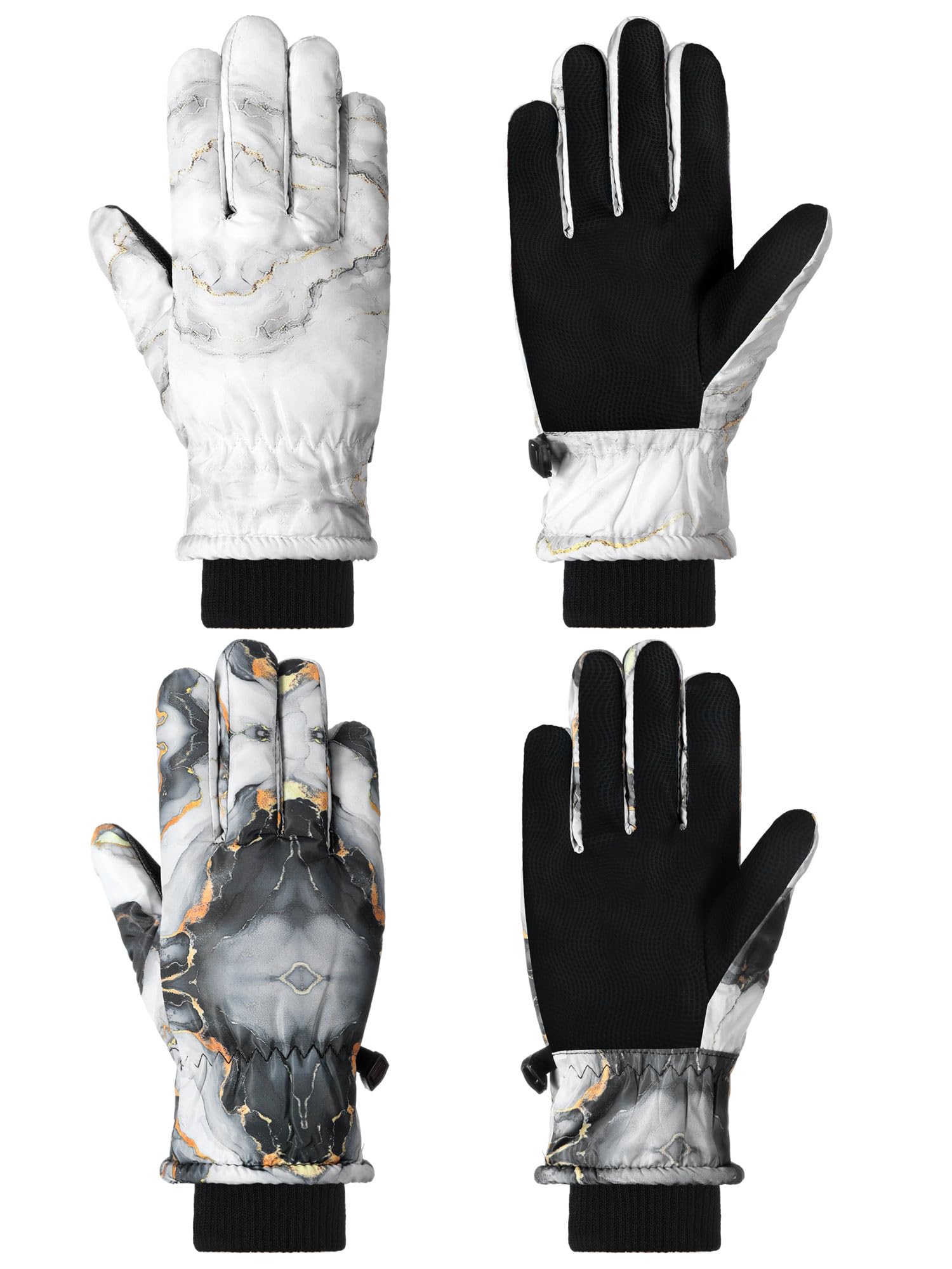 Photo 1 of SATINIOR 2 Pairs Kids Waterproof Winter Snow Gloves Ski Gloves for Boy Girl Outdoor Warm Thickening Snowboard(Marble,8-12 Years)