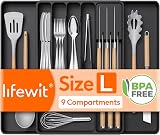 Lifewit Cutlery Drawer Organizer Expandable Tray 9 Compartments Knife Holder view 1