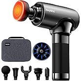 HEYCHY Massage Gun Deep Tissue with Heat Head, Handheld Muscle Back Massager with Carry Case, Portable Percussion Massager Gun with 6 Replacements for Athletes Pain Relief