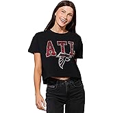 FOCO NFL Womens NFL Team Rhinestone Logo Crop Top T-Shirt