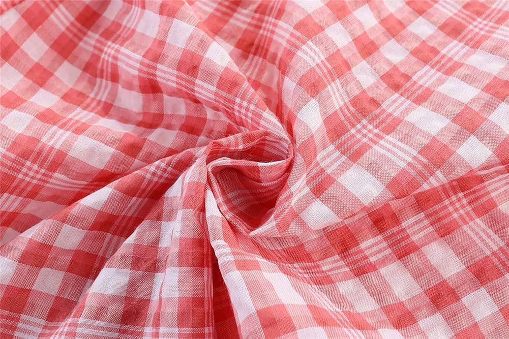 Mud Kingdom Little Girls Blouse Plaid Puff Sleeve Button Down Summer Holiday: Clothing