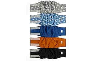 YOSEPATI 5 Pack Dog Diapers Male Reusable,Premium Washable Belly Bands for Male Dogs,High Absorbing Male Dog Wraps for Doggie